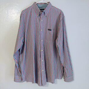 Chaps Easy Care Striped Button Down Shirt XXL Blue Red White